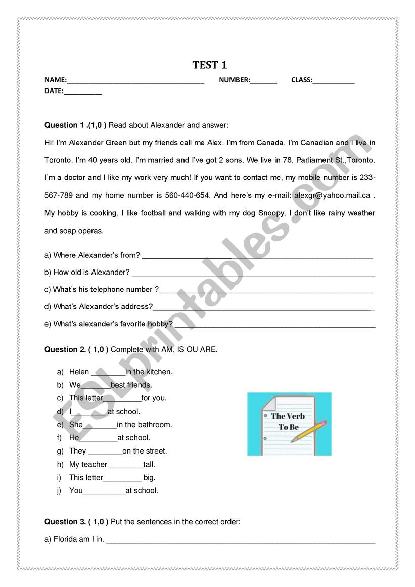 Activity  worksheet