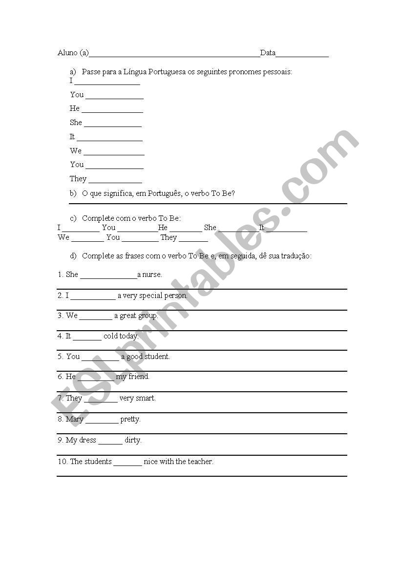 To be exercises worksheet
