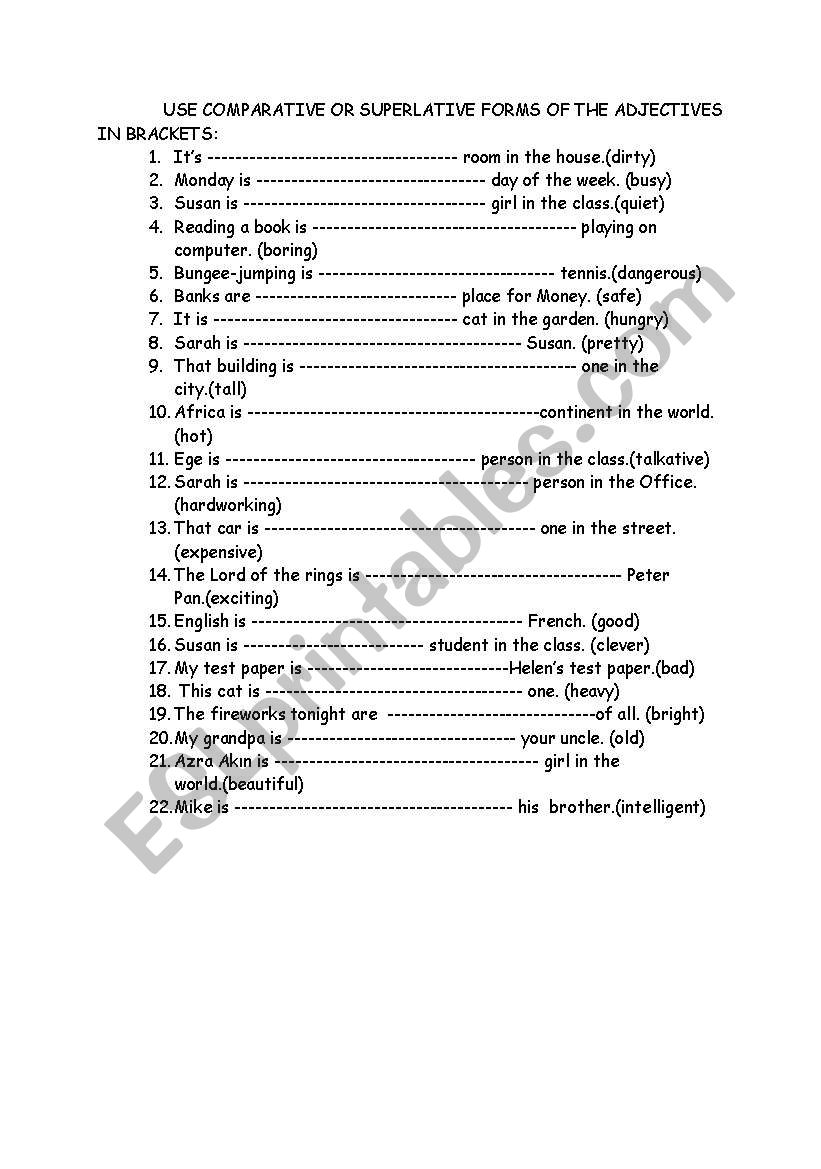 comparison worksheet