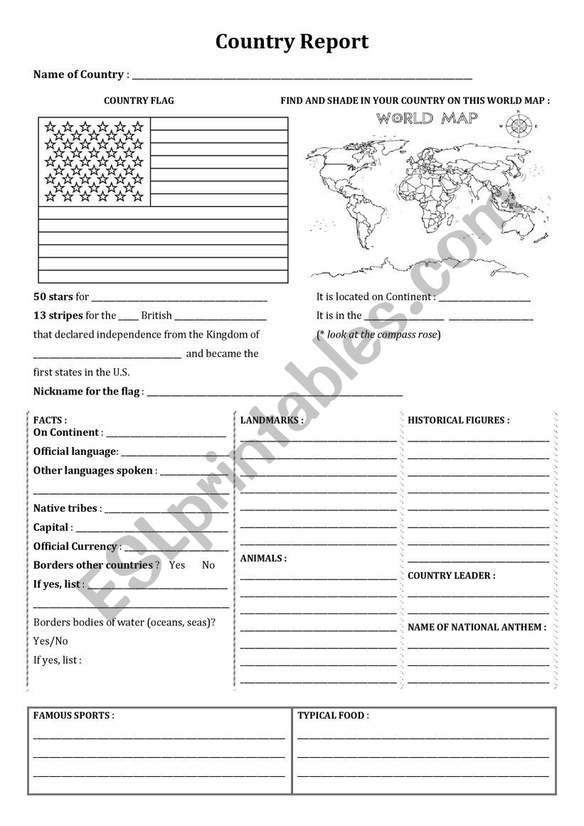 country-report-usa-esl-worksheet-by-sxmenglishteacher