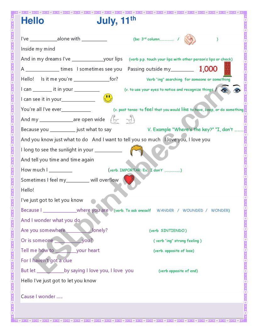 Hello - english - spanish worksheet
