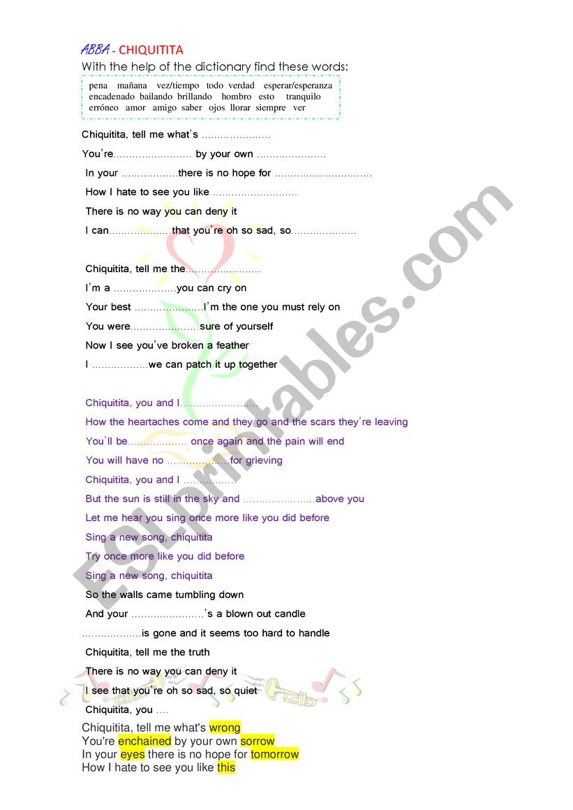 ABBA worksheet