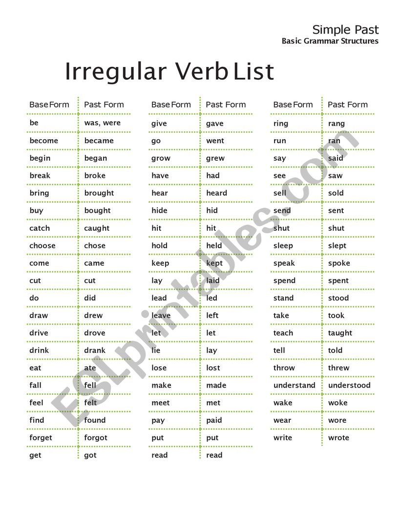 irregular verbs - ESL worksheet by recepcicek