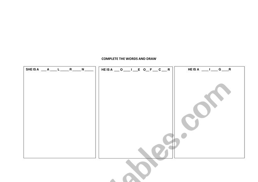 Profession worksheet