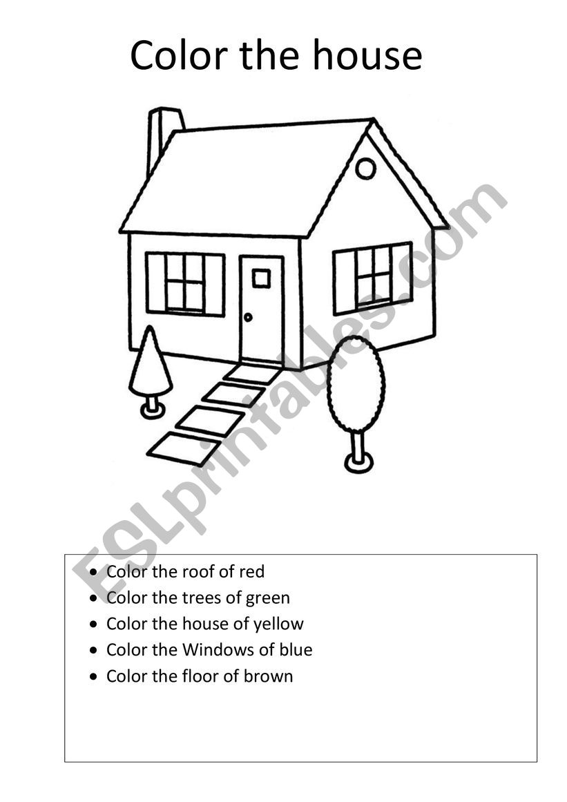 Color the house worksheet