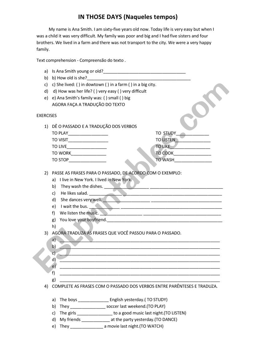 SIMPLE PAST worksheet