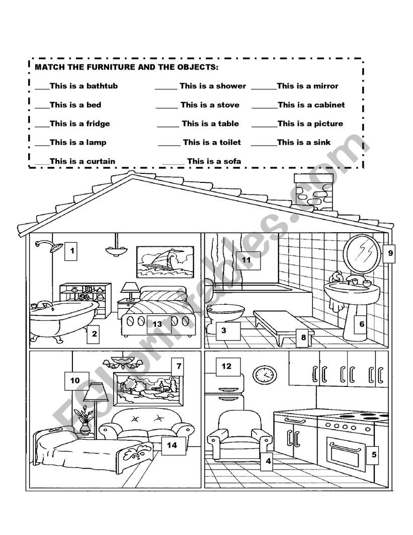 Furniture in the House worksheet