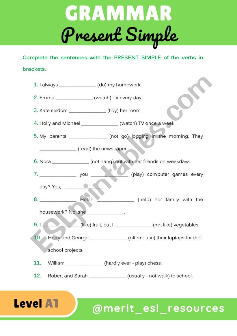 Present Simple worksheet