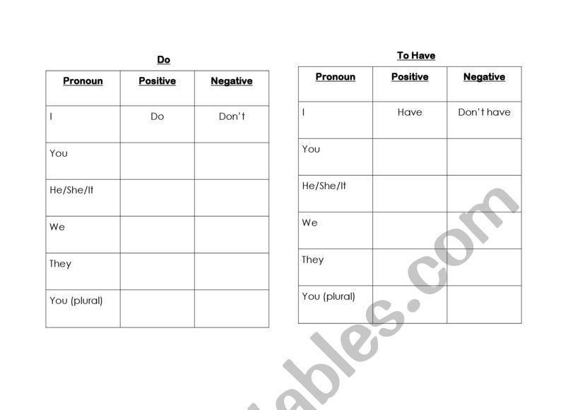 Do and Have worksheet
