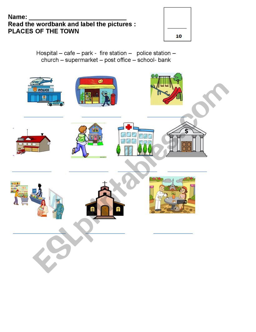 vocabulary places worksheet