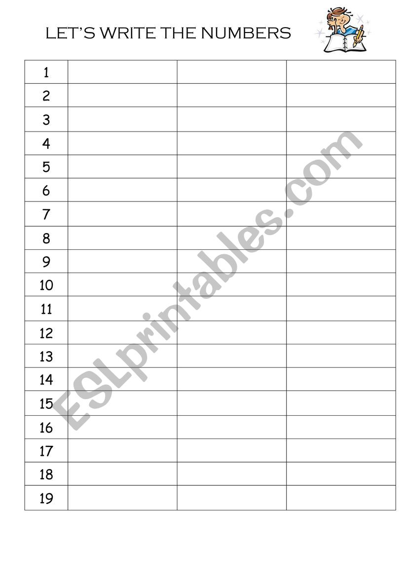 Numbers worksheet