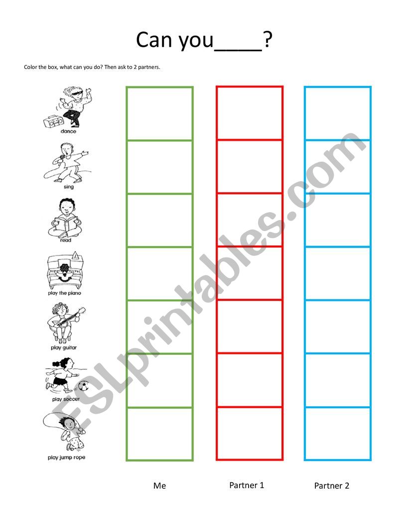 Can you..? worksheet