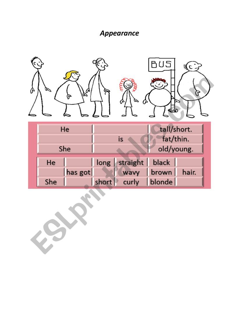 Appearance worksheet