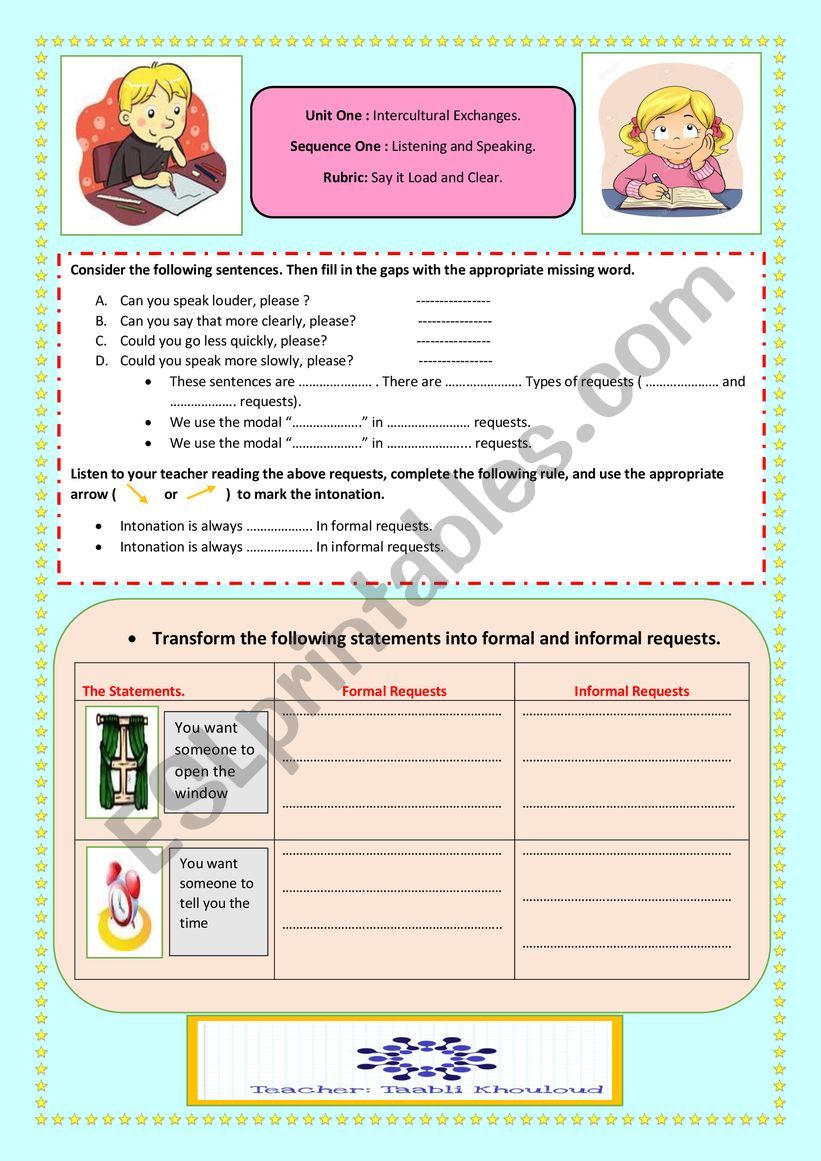 Intonation in requests worksheet