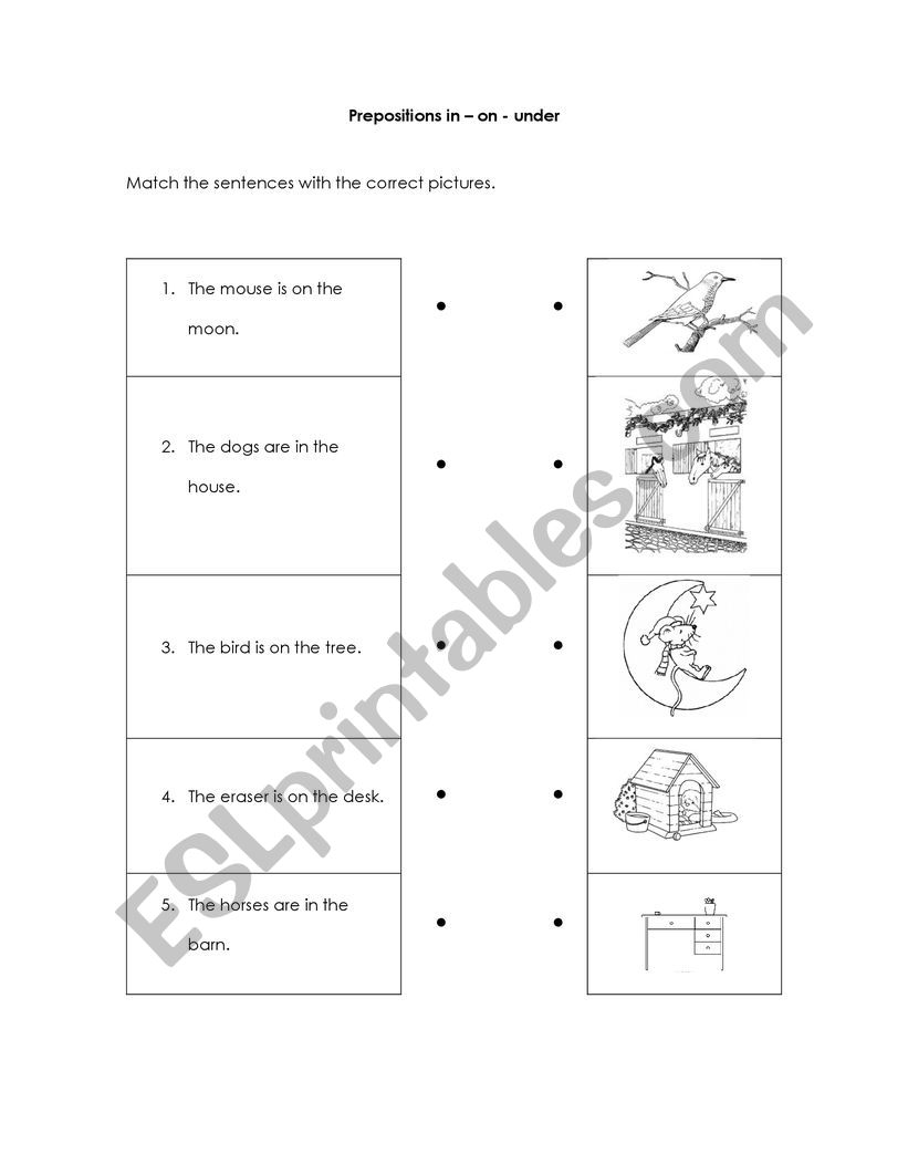 Prepositions of place. worksheet