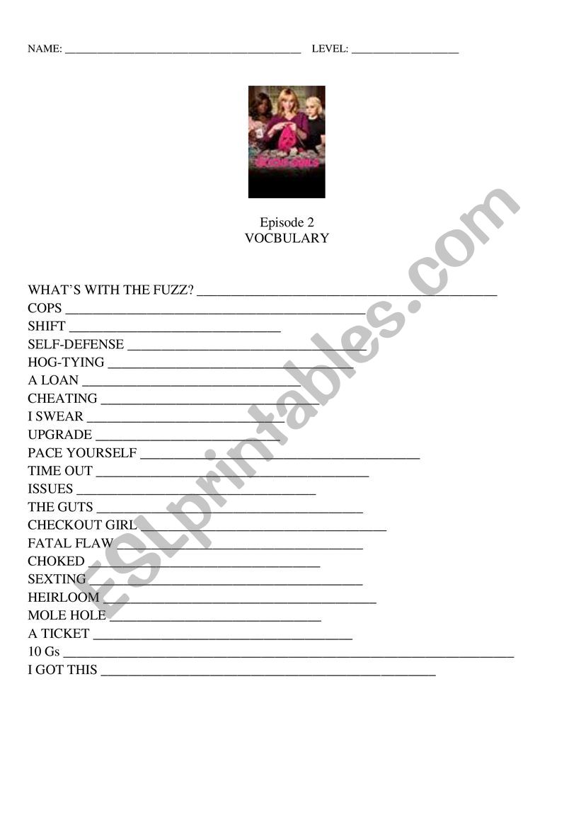 Good Girls series worksheet