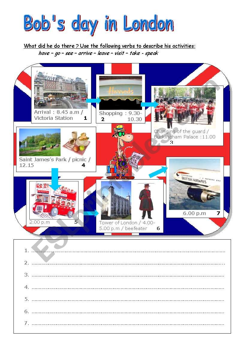 Bobs day in London worksheet