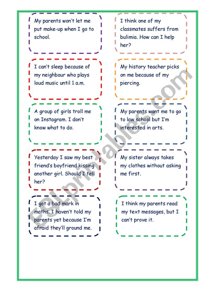 Conversation Cards worksheet