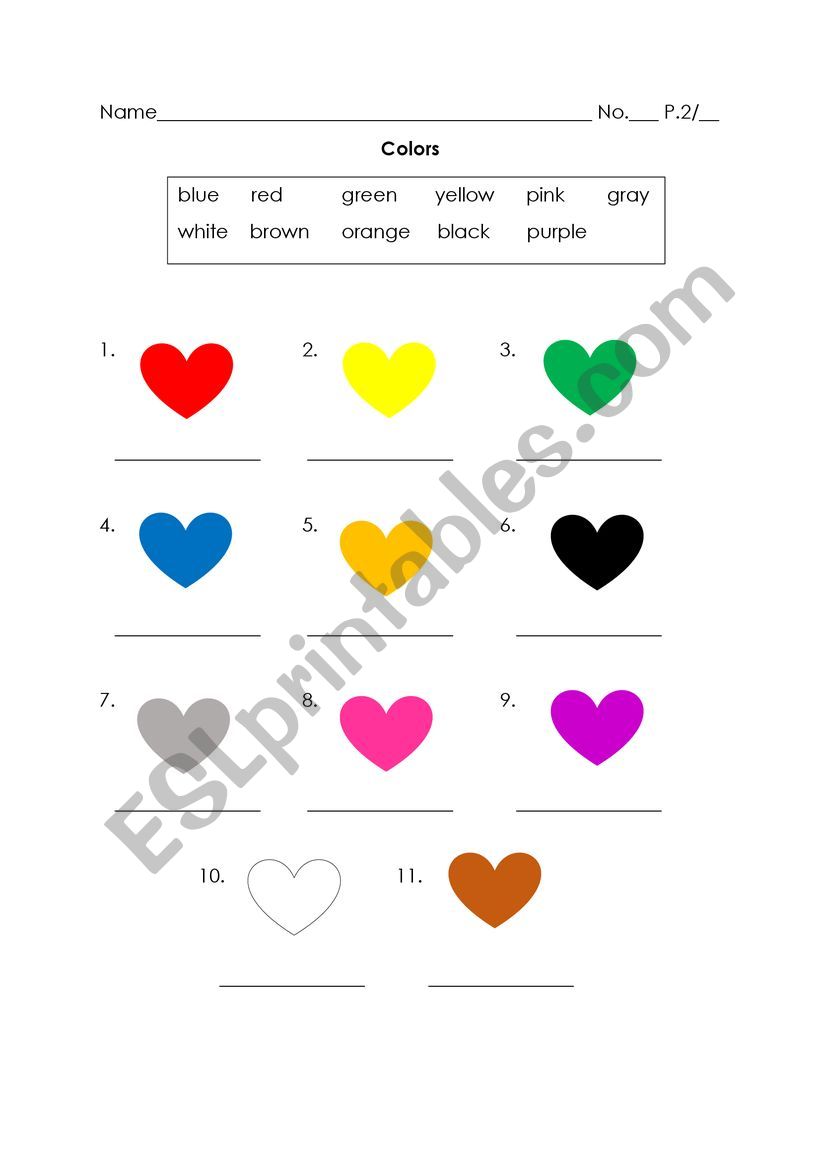 Colors worksheet