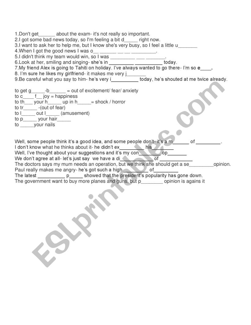 Test B2 worksheet