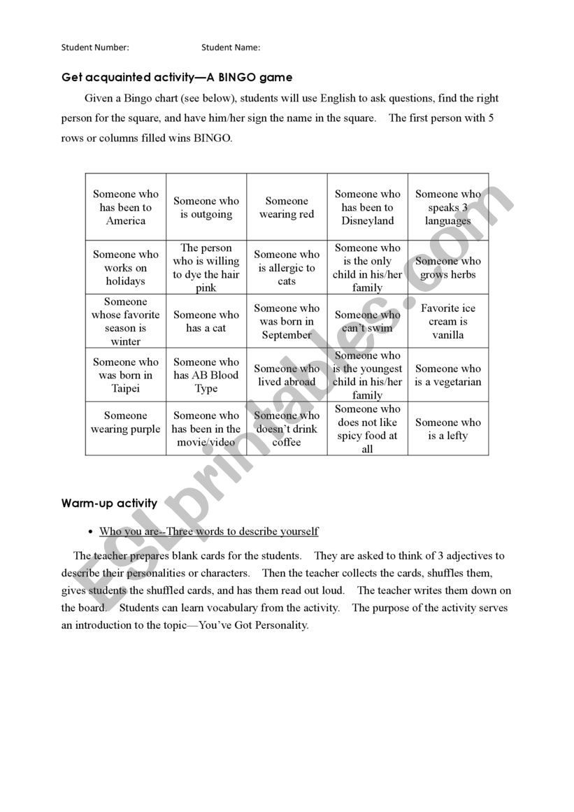 Get Acquainted_Warmup activity