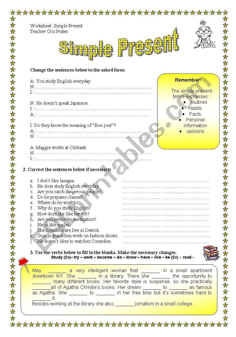 Simple Present Exercises worksheet