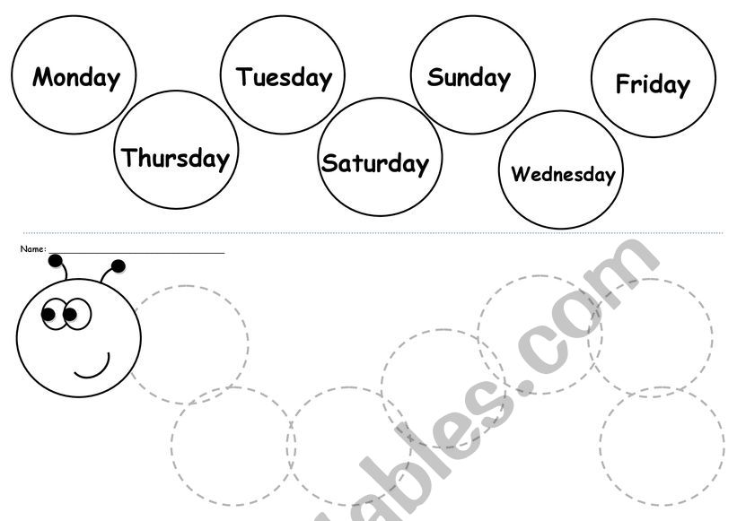 days of the week worksheet