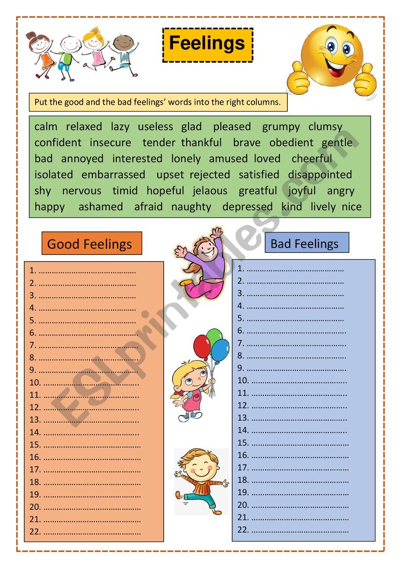 Feelings worksheet