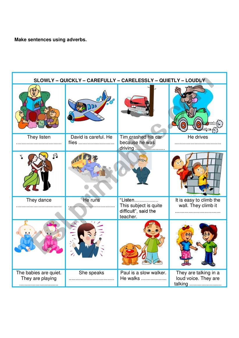 Adverbs of manner worksheet