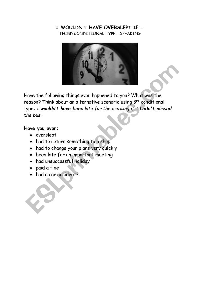 THIRD CONDITIONAL - oral practice