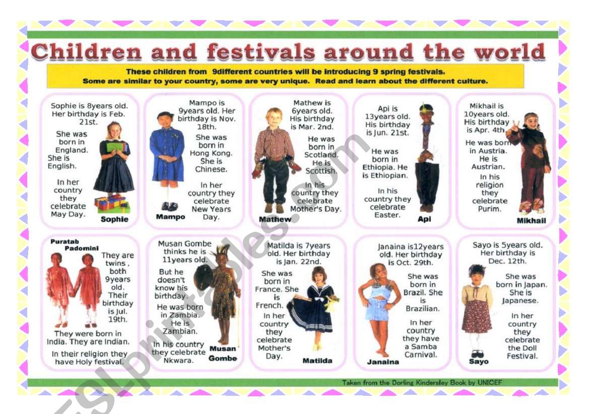 Children around the world 1 worksheet