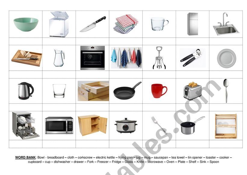 Kitchens utensils worksheet