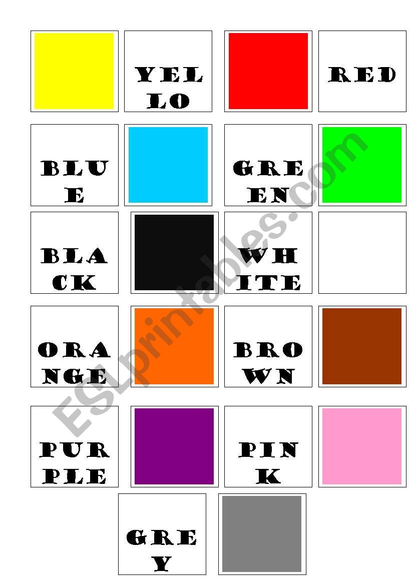 Colour memory worksheet