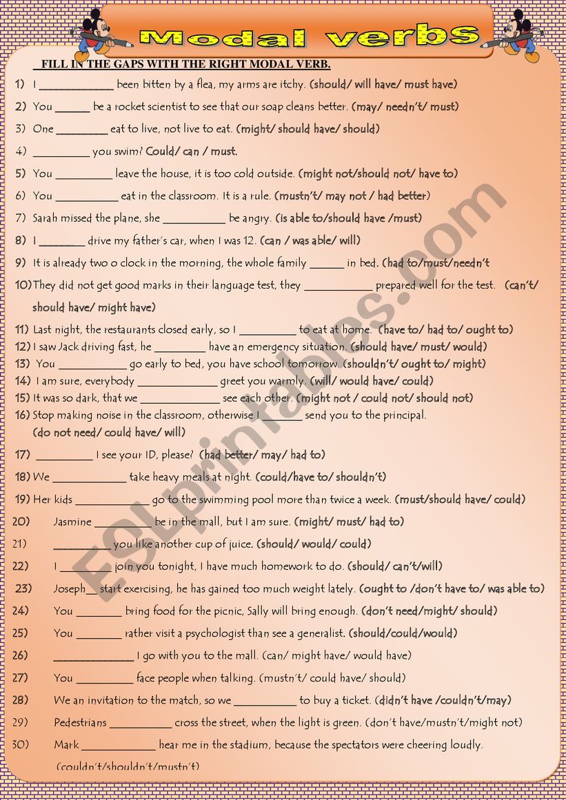 MODAL VERBS worksheet