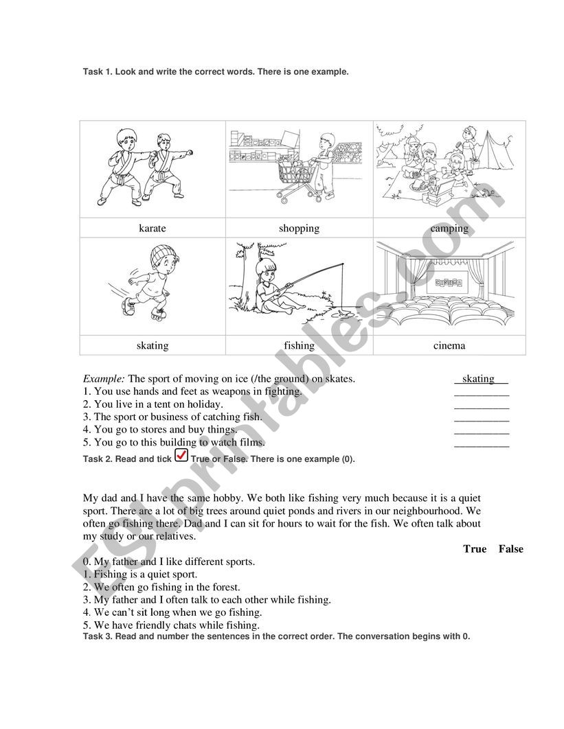 free time activity worksheet