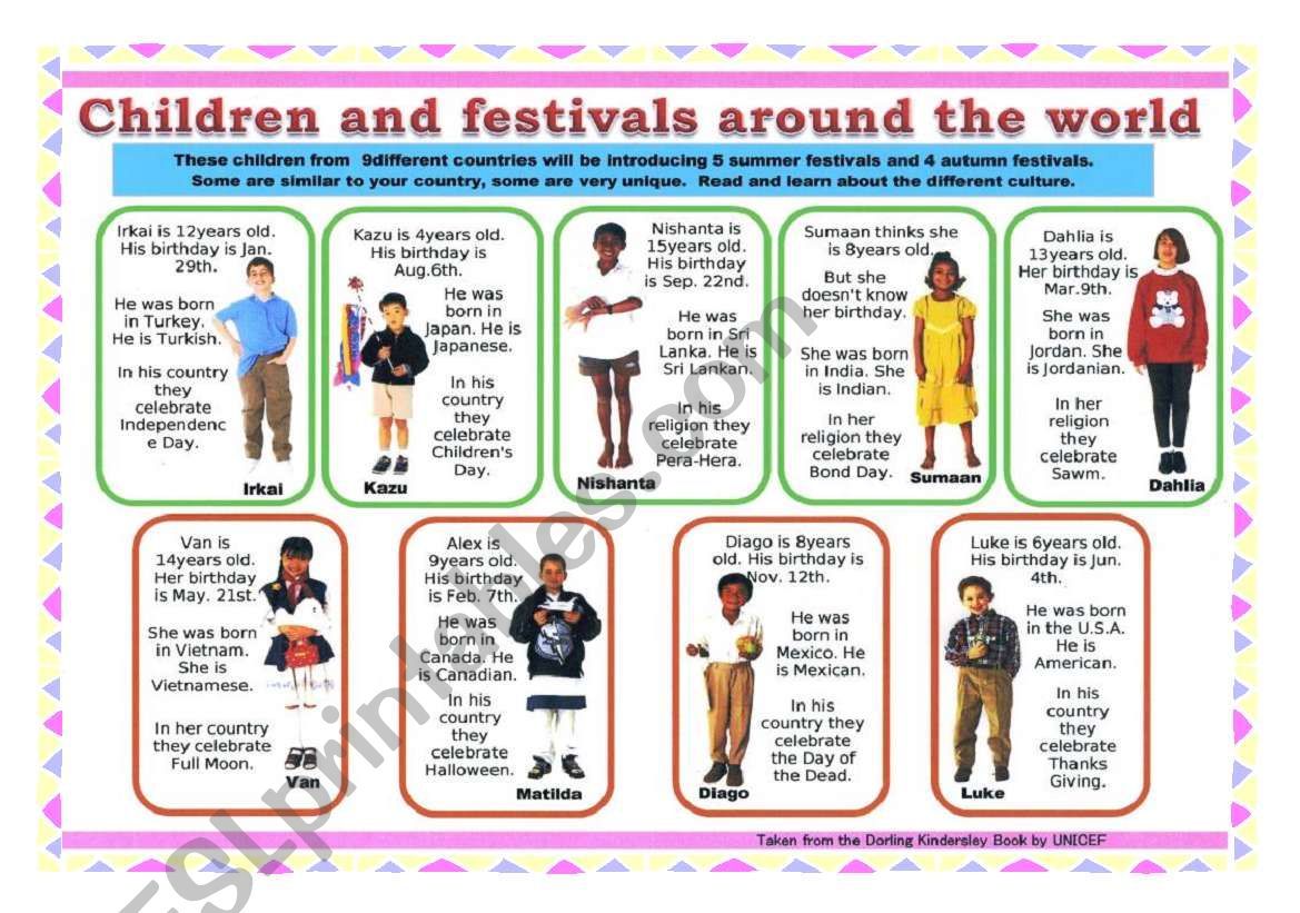 Children around the world 2 worksheet
