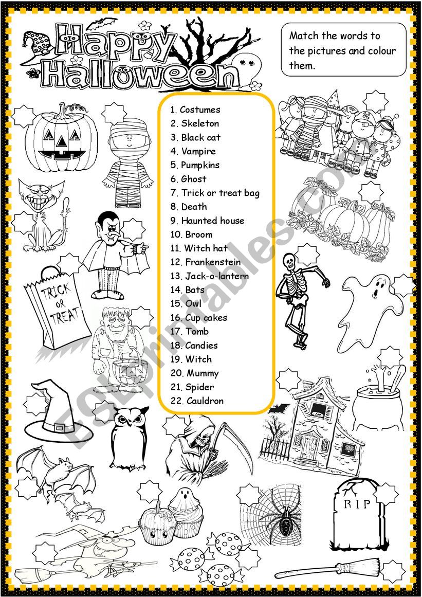 Halloween matching activity worksheet