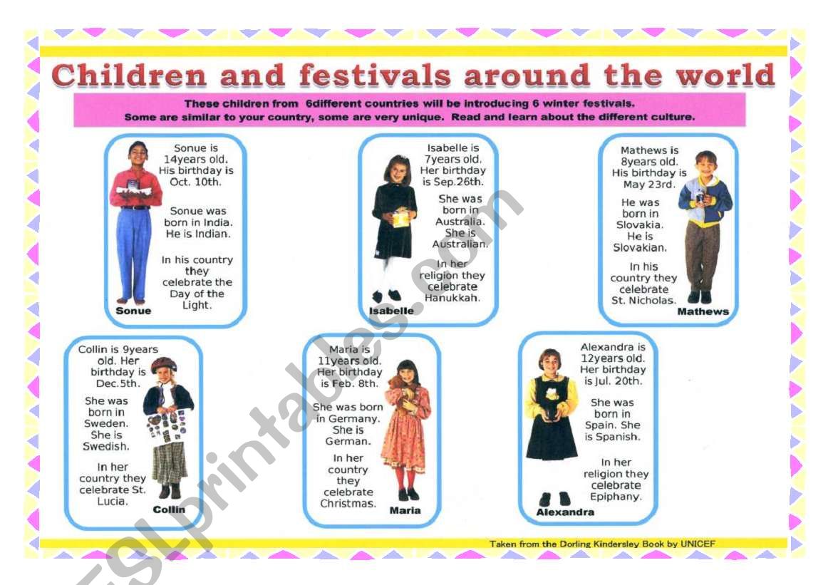 Children around the world 3 worksheet