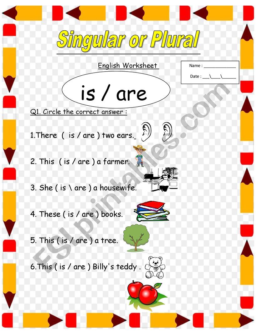 singular and plural for 1st and 2nd grade  the use of is and are 