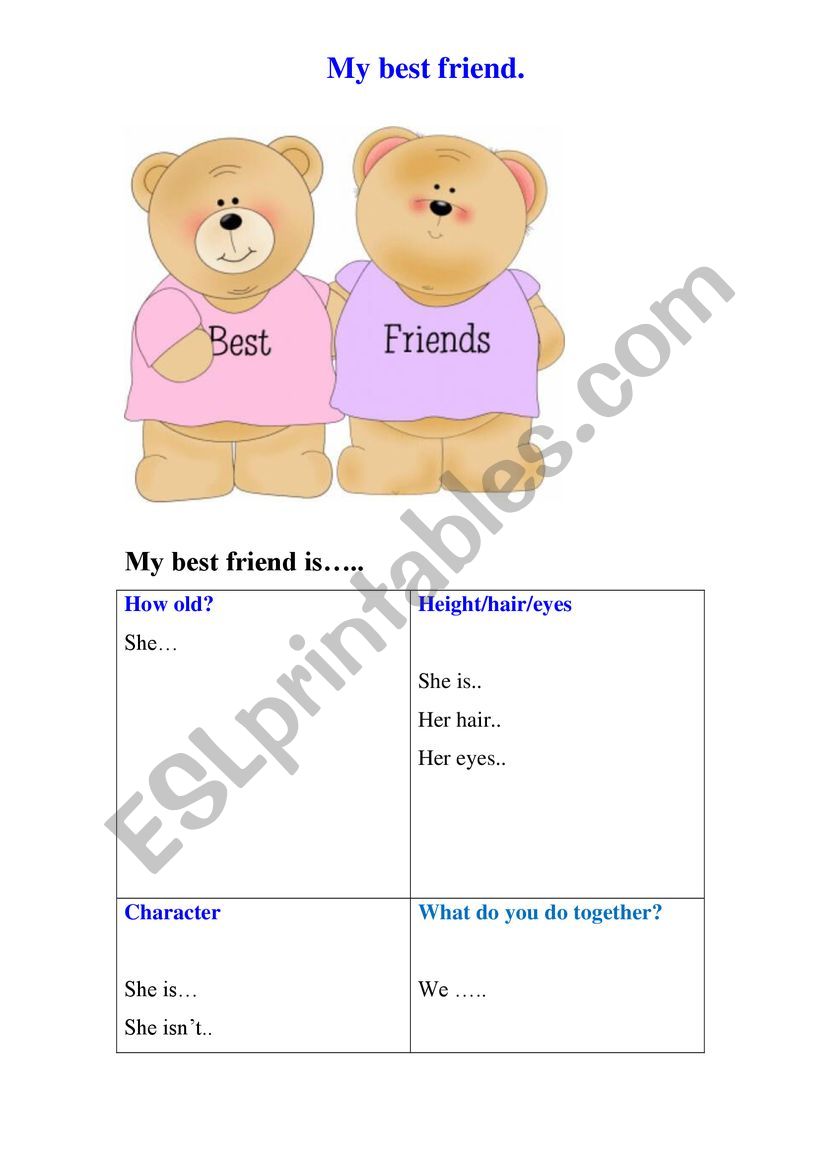 Describing a friend worksheet