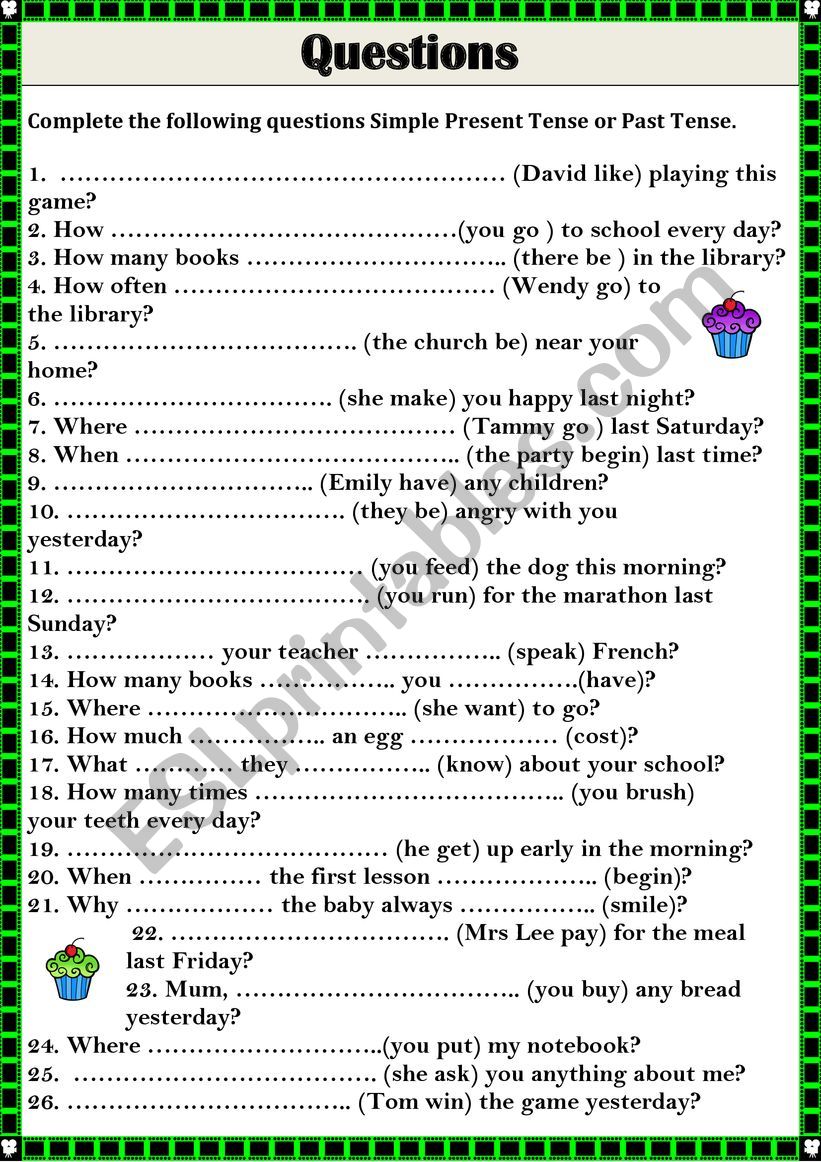 Questions worksheet