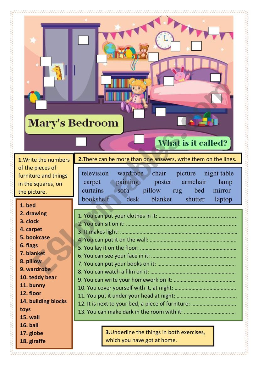 Marys Bedroom worksheet