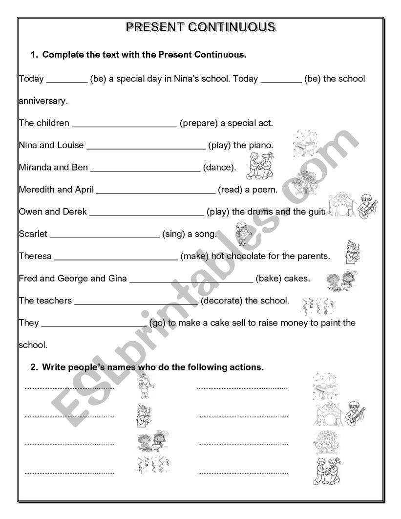 Present continuous worksheet