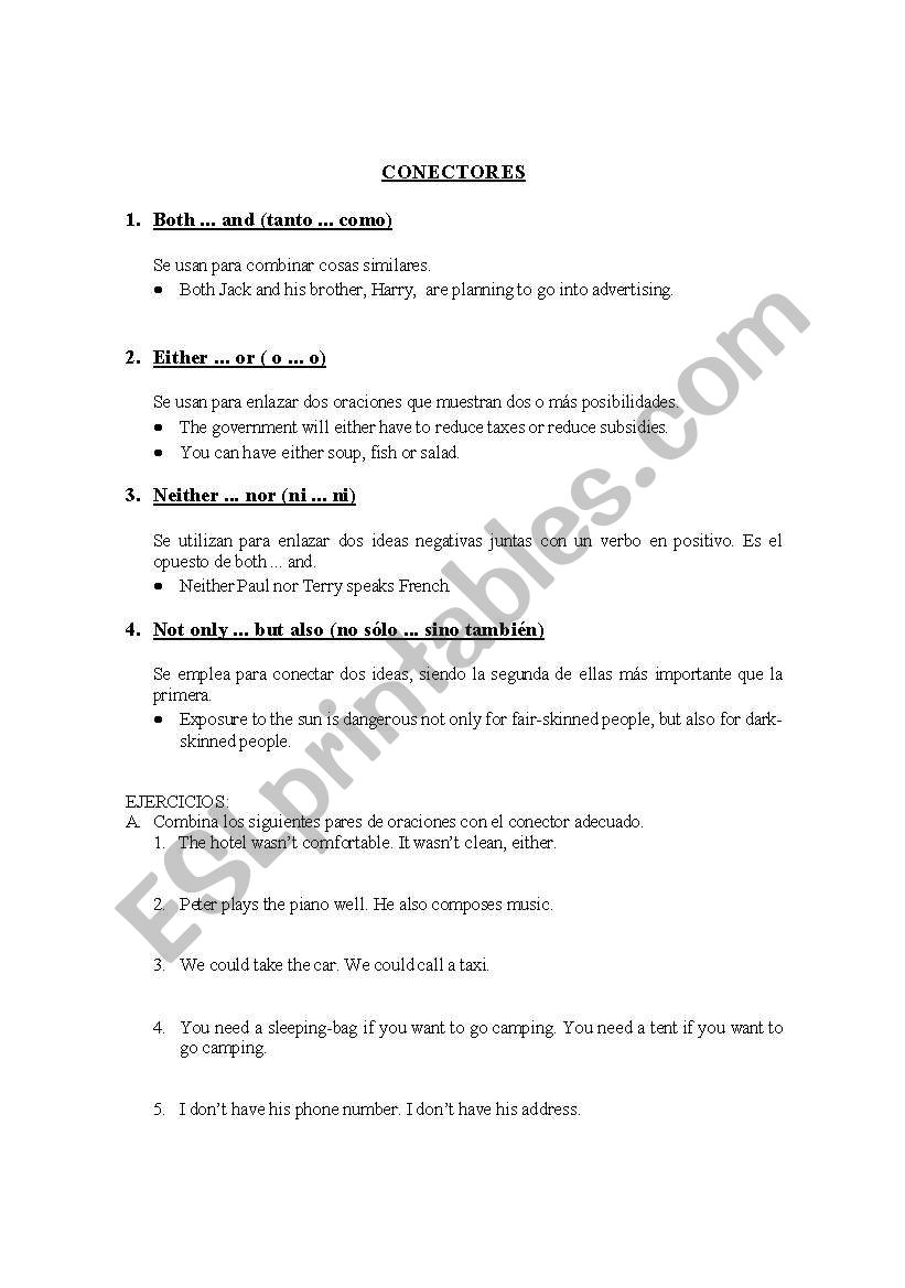 linkers worksheet