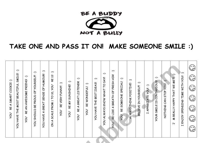 Be a Buddy not a Bully  :) worksheet