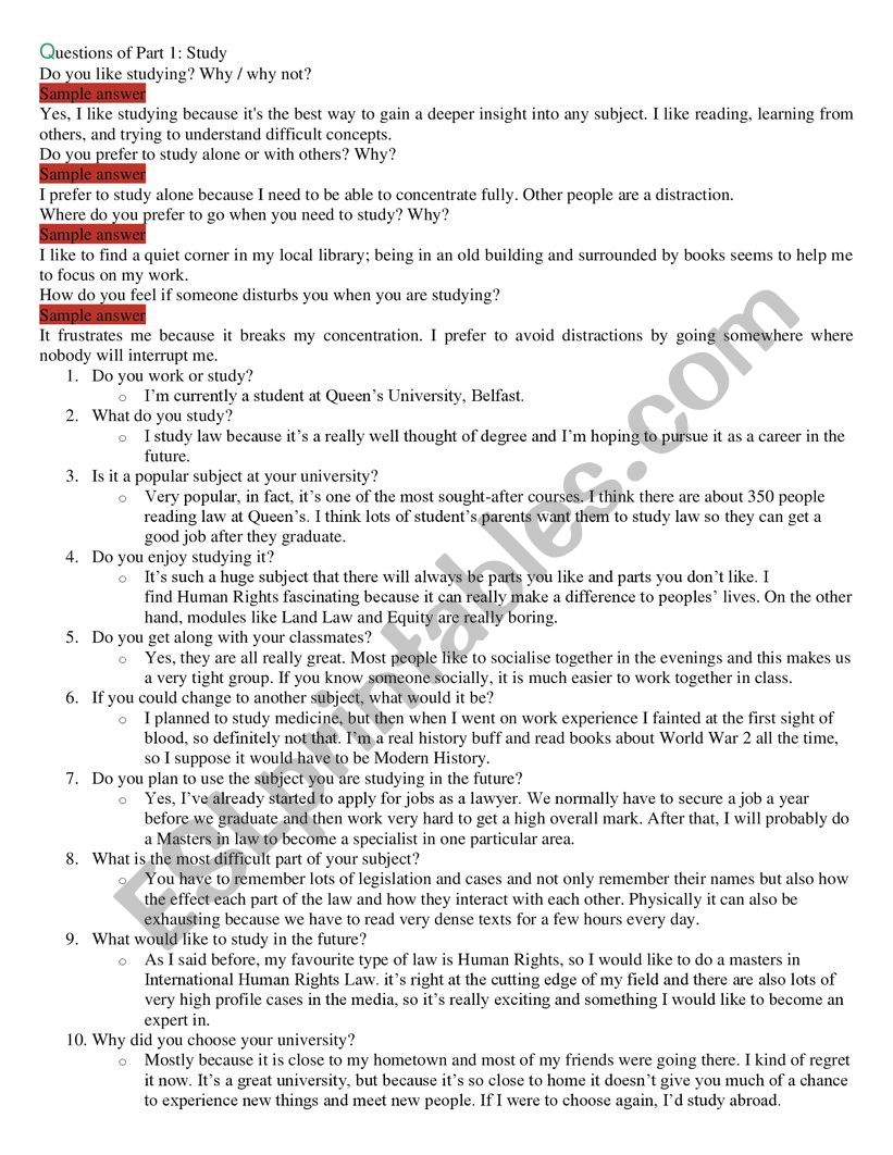 part 1-ielts speaking worksheet