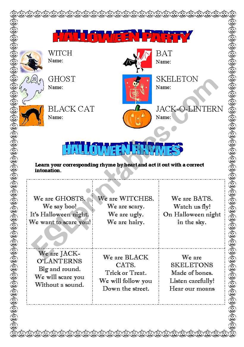 Halloween rhymes worksheet