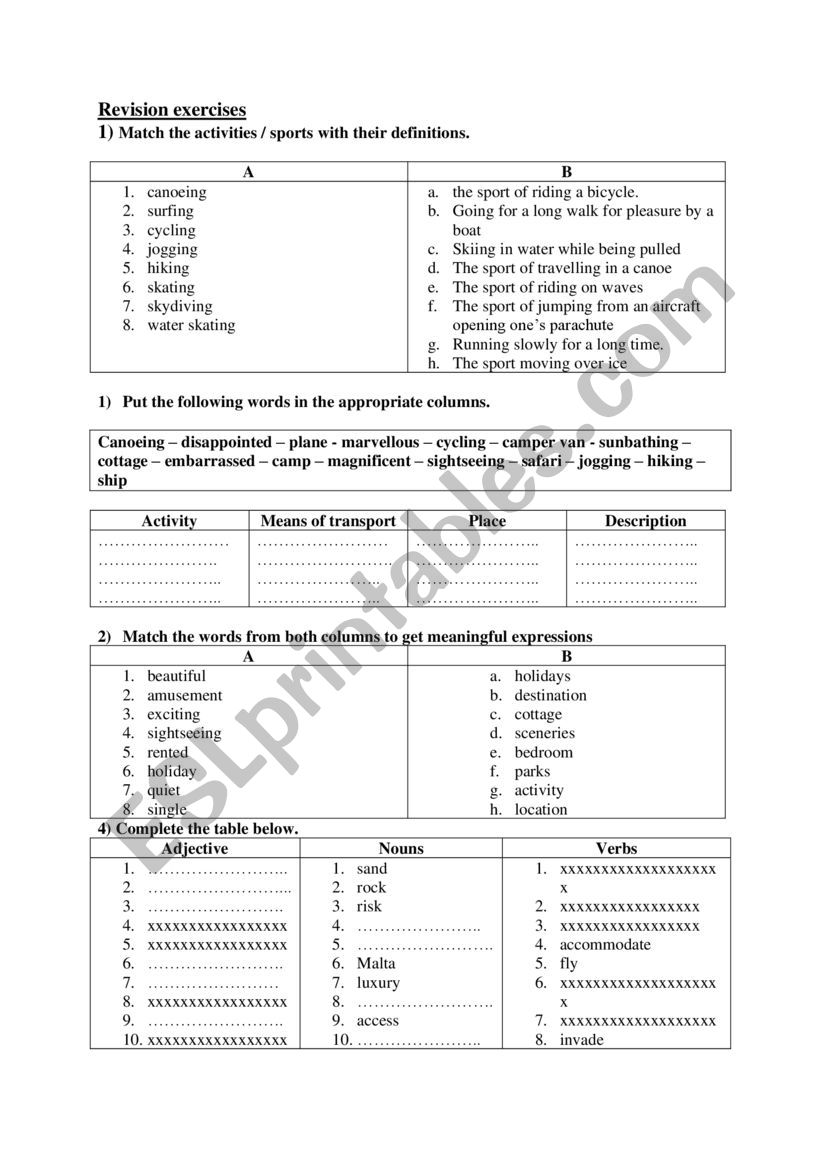 4th grade unit 1 revision exercises