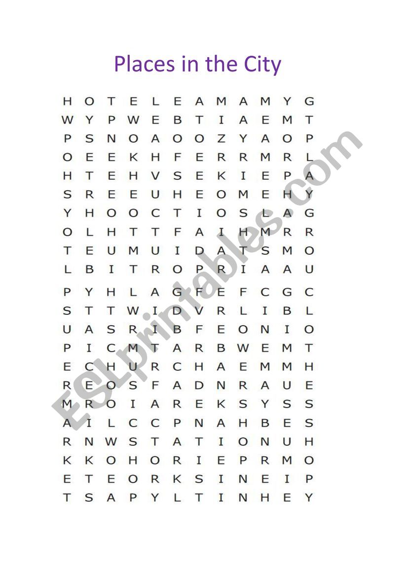 Places in the city worksheet