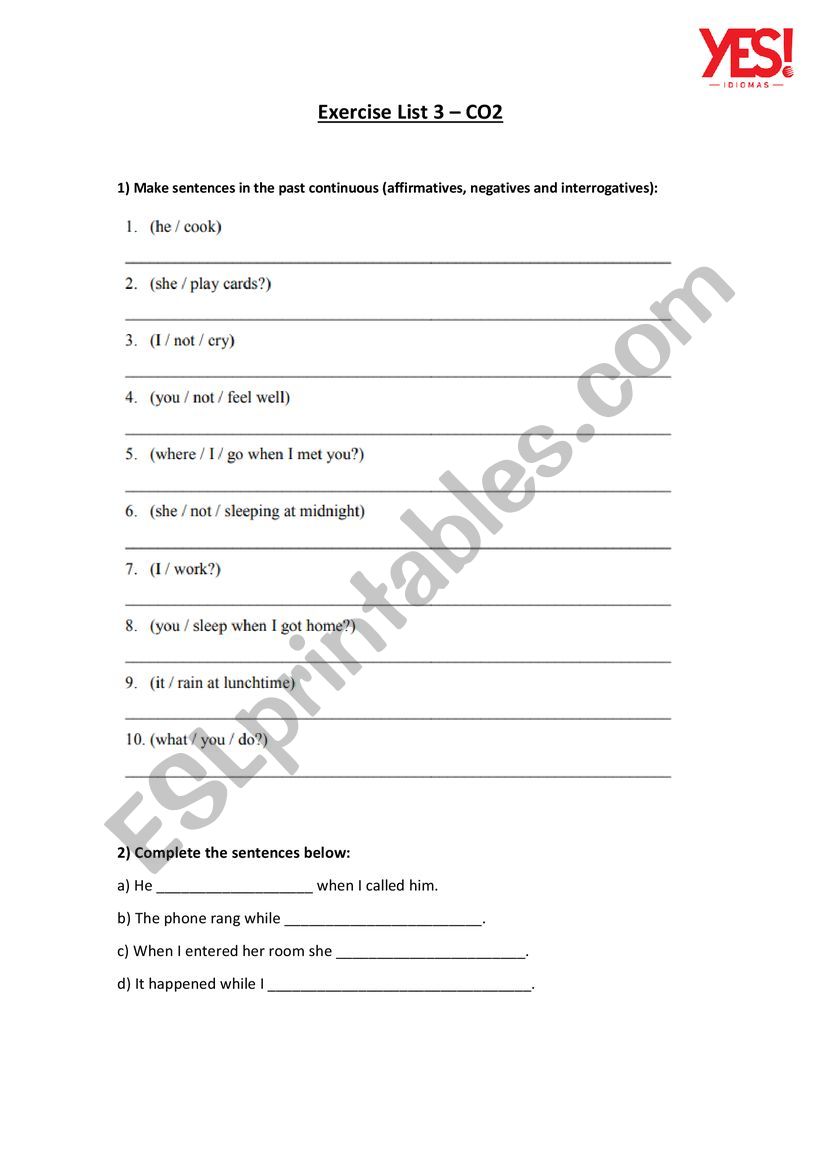 Past Continuous worksheet